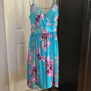 Turquoise soft summer dress w/ pockets, size XL